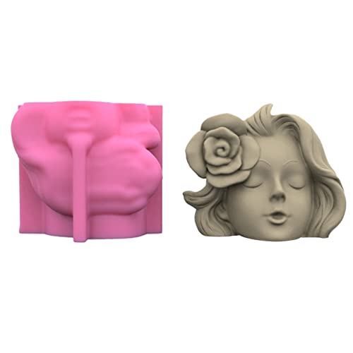 Rebellious Rose Girl Beton Silikon Topfform Sukkulenten Blumentopf Ton Zement Gips Formen Hausgarten Blumentöpfe Form von Rebellious