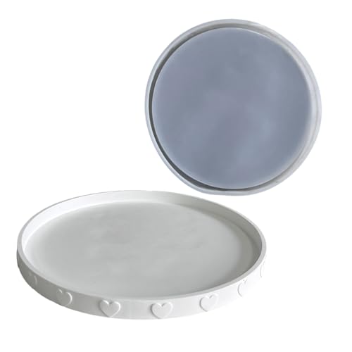 Rebellious Runde geformte Untertasse Silikonform Herzdruck Harz Tablett Bastelform kreative Tischdekoration Formen Schmuck Werkzeug von Rebellious