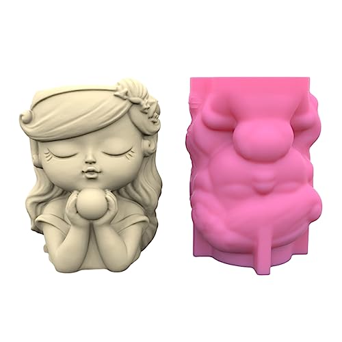 Rebellious Wishing Girl Blumentopf Silikonform Beton Kerzenständer Harzform Sukkulenten Übertopf Formen Handwerk Kunst Dekorati von Rebellious