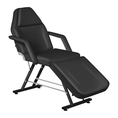 Kosmetikliege 3 Einstellbare Abschnitte Schönheitsbett, Ergonomische Massageliege mit Verstellbare Rückenlehne & Fußstütze, Robuste Tattooliege bis 150 kg Ideal für Spa, Kosmetik & Therapien (Schwarz) von Rebonique