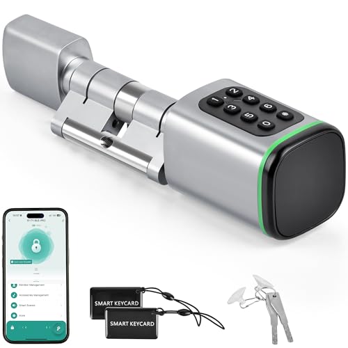 Smart Lock Türschloss Haustür, Pin Code Elektrisches Türschloss mit App, RFID-Karte & Schlüssel, Wasserdichtes Code Türschloss EU-Standardzylinder, Passend für Türen von 60-110 mm Dicke Smart Lock Türschloss Haustür, Pin Code Elektrisches Türschloss mit App, RFID-Karte & Schlüssel, Wasserdichtes Code Türschloss EU-Standardzylinder, Passend für Türen von 60-110 mm Dicke von Rebonique