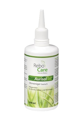 Aurisal Natürlicher Ohrreiniger 100 ml für Hunde, Katzen & Haustiere: Beruhigende Aloe Vera, Effektiv bei Verschmutzung, Einfache Anwendung mit Applikator von reboVet