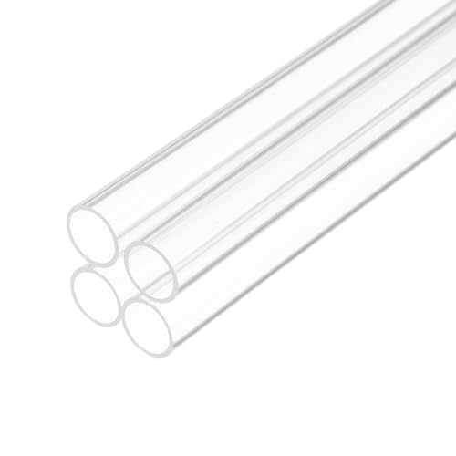 Rebower 14" Klarer Kunststoff-Rohr 10mm x 12mm (3/8" x 1/2") Acrylrohr Rundes Polycarbonat-Rohr, [für Hydraulik, Aquarium, DIY] - 4 Stück von Rebower