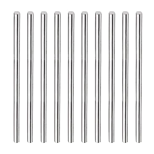 Rebower 304 Edelstahl Massiver Rundstab, [für Durchschläge Verschiedene Wellen DIY Bastelmodell Flugzeug Modellschiff Modellautos] - 3mmx75mm / Silberton / 10 Stück von Rebower