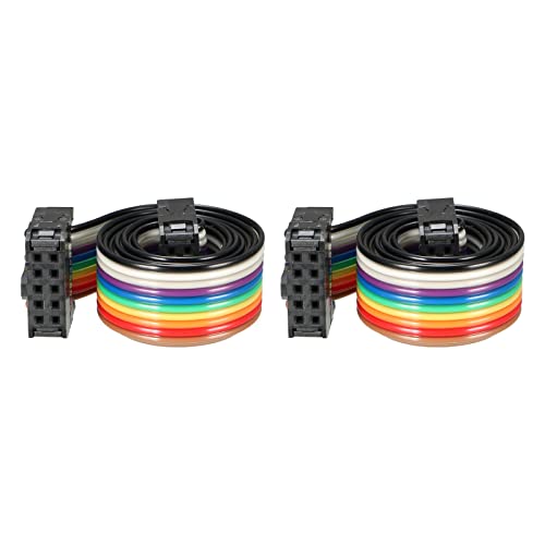 Rebower Flach Farbband Kabel IDC Draht Flexible Regenbogen Gestrandet mit F/F Anschluss C Typ [für 3D Drucker Monitor Konsolen Angezeigte Projekte] - 19" 10 Pins/Buntes / 2Stk von Rebower