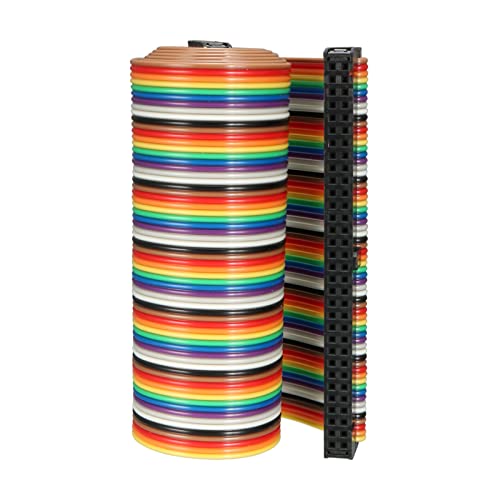 Rebower Flaches Band Kabel IDC Draht Flexibel Regenbogen Litzen mit F/F Stecker B Typ [für 3D Drucker Monitor Konsolen Angezeigte Projekte] - 50" 26 Anstecknadeln/Bunt / 1Stk von Rebower