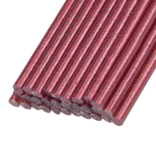 Rebower Heißklebestifte Mini Kleber Heißklebepistolen Stifte [für Kunst Handwerk Basteln Karte Herstellung] - 0.27" x 4"/Glitzer Rot/30Stk von Rebower