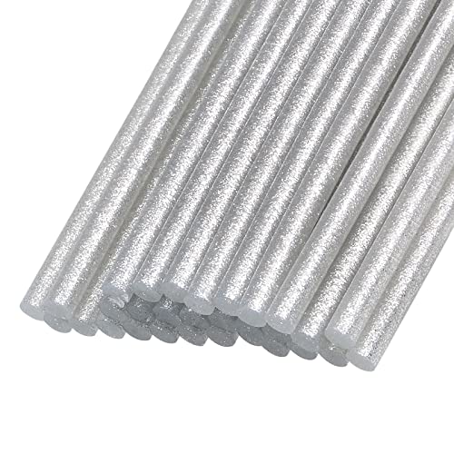 Rebower Heißklebestifte Mini Kleber Heißklebepistolen Stifte [für Kunst Handwerk Basteln Karte Herstellung] - 0.27" x 4"/Glitzer Silber/30Stk von Rebower
