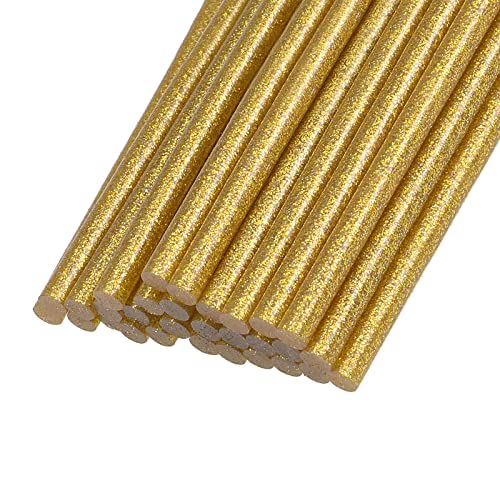 Rebower Heißklebestifte Mini Kleber Heißschmelz Kleber Pistole Stöcke [für Kunst Handwerk DIY Kartenherstellung] - 0.27"x4"/Glitzer Golden/30Stk von Rebower