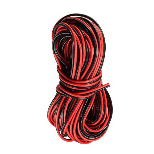 Rebower RGB Draht Kabel 2 Pin Draht Verseilt Verzinnt Kupfer Kordel [für 3528 5050 RGB LED Streifen Elektronische Geräte Transformatoren] - 22AWG / 33Ft / Schwarz Rot von Rebower