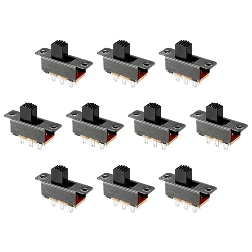 Rebower Umschalten Schalter Verriegelung Schieben Steuerung 6 Terminals 2P2T [für Elektronische Projekte] - 6mm/10Stk von Rebower