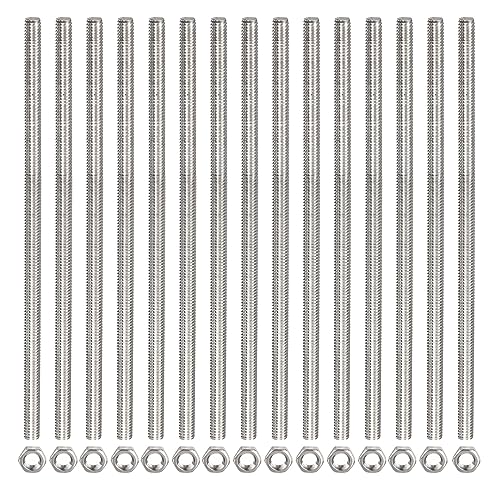 Rebower Vollgewindespindel (mit 15 Stück Sechskantmuttern), Edelstahl Vollgewinde-Stifte [für Montagebefestigung] - M3 x 200mm, 0,5mm Steigung / Silber / 15 Stück von Rebower