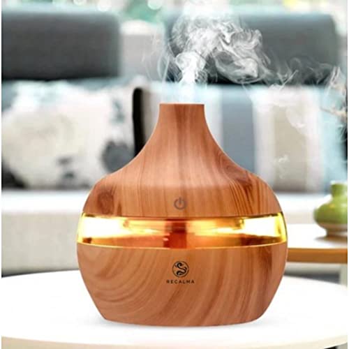 Recalma 300ml Aroma Diffusor für Duftöl, Aromatherapie, Ultraschall-Luftbefeuchter, Ölverdampfer, 7 Farben integrierte LED-Beleuchtung, BPA frei für Schlafzimmer, Büro oder Spa, verbessert raumduft von Recalma