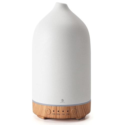 Recalma Keramik Aroma Diffuser, Weiß Duftöl Diffusor für ätherische öle, Ultraschall Luftbefeuchter mit Einstellbarem Nebelmodus und Timer, Öl Diffuser Luftbefeuchter für Spa, Schlafzimmer, Büro von Recalma