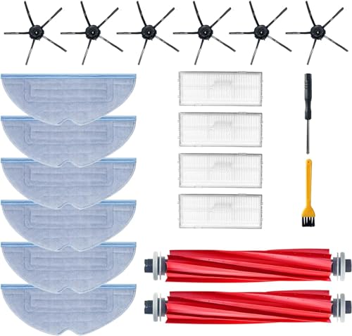 Recamania Ersatzteil-Set für Roborock Staubsauger der Serie S7 – Enthält: 2 Hauptbürsten, 6 Seitenbürsten, 4 HEPA-Filter, 6 Wischtücher und 2 Zubehörwerkzeuge von Recamania