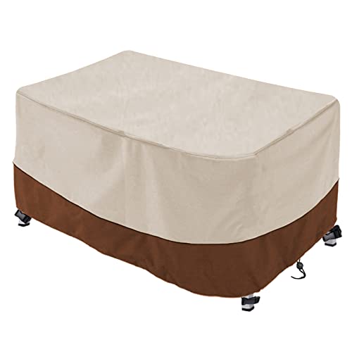 Abdeckung Gartenmöbel,420D Oxford Stoff Atmungsaktiv Wasserdicht Winddicht Schutzhülle Gartentische und Möbelsets,für den Außenbereich-Beige+Coffee|| 45x45x45cm von Rechteckig