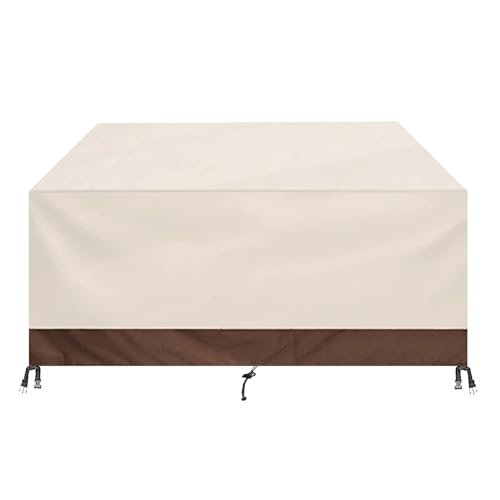 Abdeckung für Gartenmöbel,Schwerlast 420D Oxford Stoffmöbelabdeckung Regenschutz und Staubfest,verwendet für Außenstühle von Terrassentischen usw- Beige+Coffee|| 140x90x75cm/55x35x30in von Rechteckig