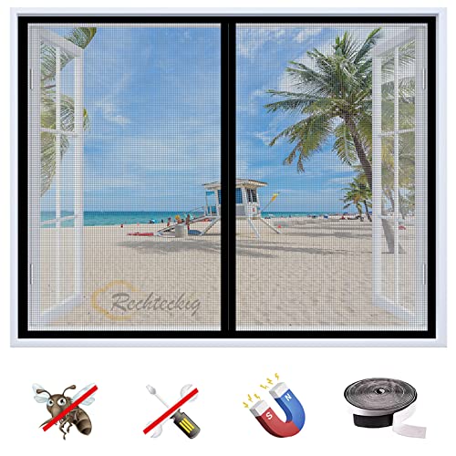 Fliegengitter Fenster, Insektenschutz Magnetfenster Fliegenvorhang Moskitonetz Automatisches Schließen, Klebmontage ohne Bohren Magnetvorhang- Black-B|| 51x51inch(130x130cm) von Rechteckig