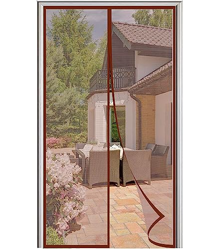 Magnet Fliegengitter Tür Magnetischer Insektenschutz Fliegenvorhang Moskitonetz ohne Bohren, für Balkontür Terrassentür Wohnzimmer- Brown|| 80x215cm(31x84inch) von Rechteckig