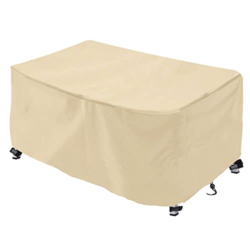 Rechteckig Abdeckung Gartenmöbel,420D Oxford Stoff Atmungsaktiv Wasserdicht Winddicht Schutzhülle Gartentische und Möbelsets,für den Außenbereich-Beige|| 210x200x75cm von Rechteckig