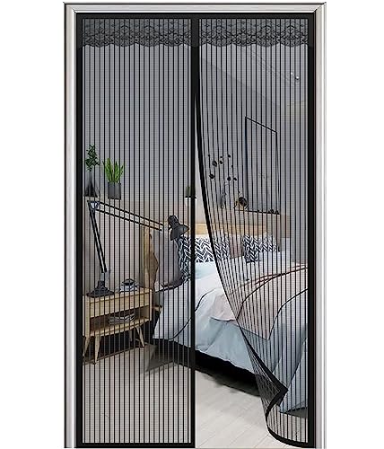 Rechteckig Magnet Fliegengitter Tür Magnetischer Insektenschutz Fliegenvorhang Moskitonetz ohne Bohren, für Balkontür Terrassentür Wohnzimmer von Rechteckig
