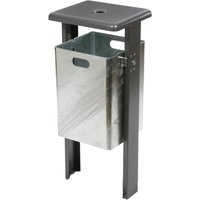 RENNER Abfallbehälter Typ 7083-70, rechteckig, 40 Liter, zum Einbetonieren, mit Ascher, verzinkt, Ständer u. Haube in anthrazitgrau von RENNER