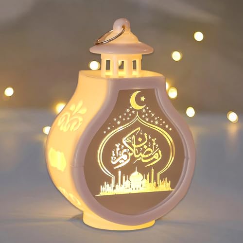 1/2/4 Stück Ramadan Deko Laterne,LED Ramadan Mubarak Dekoration,Ramadan Deko Lampe, Eid Mubarak Laterne Mond Stern Muslimische Deko,DIY Ramadan Für Partys,Zu Hause Und Als Geschenk (1 Weiß) von Recitem