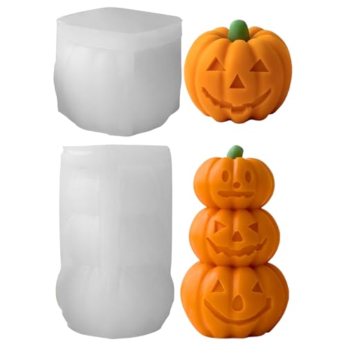 2/4 Stück Halloween Silikonform Kerzen,Ghost Kerzen Formen Silikon,Aroma Kerzenform zum DIY,Silikonform Kerzen-Gießen Formen,Silikon Epoxy Gießform,Kerzenformen zum Gießen für Deko,Seifenform (Set 3) von Recitem