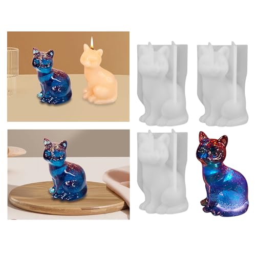 3D Kerzen Silikonform Gießform Katze Silikonform Kerzenform Silikon Tiere Gießform Katze Kerzenform zum Gießen Kätzchen Seifenform Epoxidharz Tiere Form Kerzenform Katze Harzform Gipsform (3 Stück) von Recitem