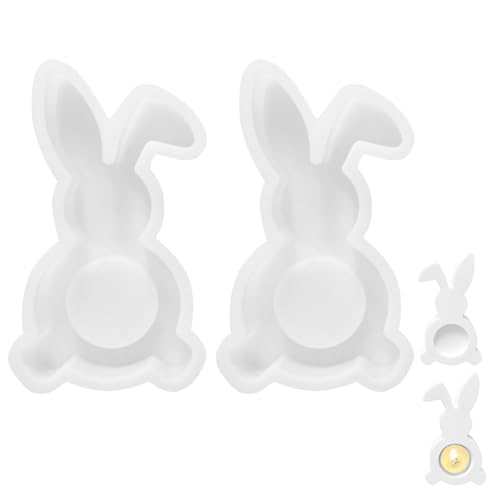 4 Stück Ostern Kaninchen Silikonformen Gießformen, Silikonform Ostern, Ostern Kaninchen Gießformen Silikon, Osterhase Beton zum Gießen, Silikon Gießform für DIY Handwerk, Ostern Deko (2 Stück) von Recitem