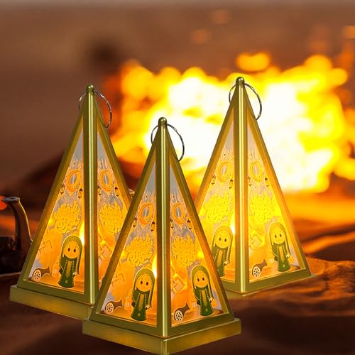 4 Stück Ramadan Dekoration Laterne, Ramadan Deko Laterne,LED Ramadan Mubarak Dekoration,Ramadan Deko Lampe, Eid Mubarak Laterne für Ramadan Muslimische Home Tabletop Decor (3 B) von Recitem