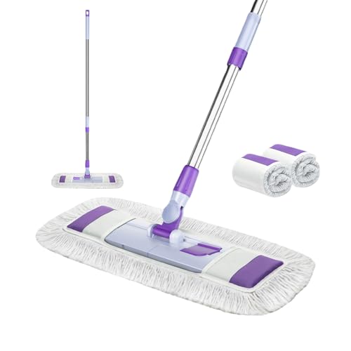 Bodenwischer, Wischmopp groß, 56/66cm Breit wischer Boden, Industrieller Mop mit 125cm Edelstahl Teleskopstiel, 360° drehbarer Flachmopp für Hartholz Fliesen Marmor Laminat (Breite 56cm) von Recitem