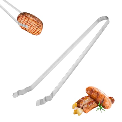 Grillzange aus Edelstahl – Gebogene Küchenzange für den Elektro-, Kohle- oder Gasgrill – BBQ Zange aus Metall, Spülmaschinenfest, Robuste und Langlebige Fleischzange (1 Stück) von Recitem