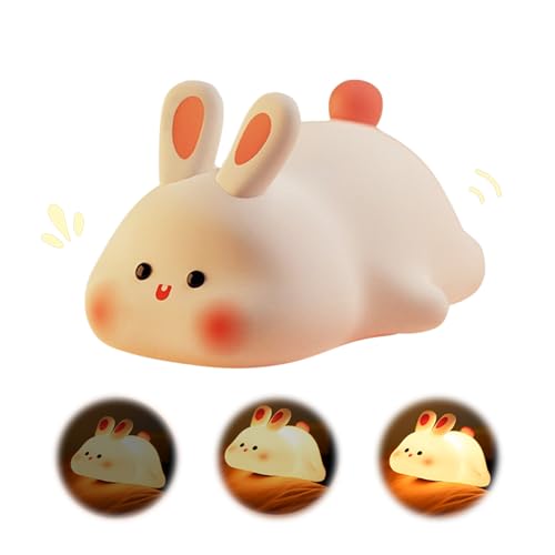 Hasen Lampe Soft, Big Face Rabbit Light, Bunny Lampe, Cute Cartoon Bunny Night Light Touch Light, USB Battery Operated Big Animals Lampe für Kids Girls Bedrooms, 3 Adjustments (Pat Stil) von Recitem