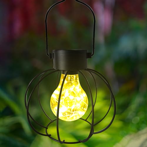 Laternen Solarlampen für Außen Hängend - Wetterfeste Metallrahmen Solarlampe für Garten, Balkon, Terrasse - LED Solarleuchten Outdoor Gartendeko, Solar Lampions (Stil B) von Recitem
