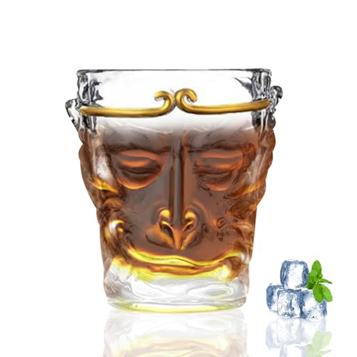 Monkey King 110ml Glass Cup - Hochwertiges Tumbler Glas, Whiskygläser, Teetasse Glas, Perfekt für Whiskey Gläser, Kaffeegläser, Latte Gläser, Einzigartiges Journey Mug Geschenk (Transparent) von Recitem