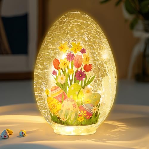 Osterei-Licht, Craquelé-Osterei, Glas, beleuchtete Kugel, leuchtende Kugel, dekorative batteriebetriebene Lampe, festlicher Akzent für das Zuhause, Segen, Briefbeschwerer-Dekoration Osterei-Licht, Craquelé-Osterei, Glas, beleuchtete Kugel, leuchtende Kugel, dekorative batteriebetriebene Lampe, festlicher Akzent für das Zuhause, Segen, Briefbeschwerer-Dekoration von Recitem