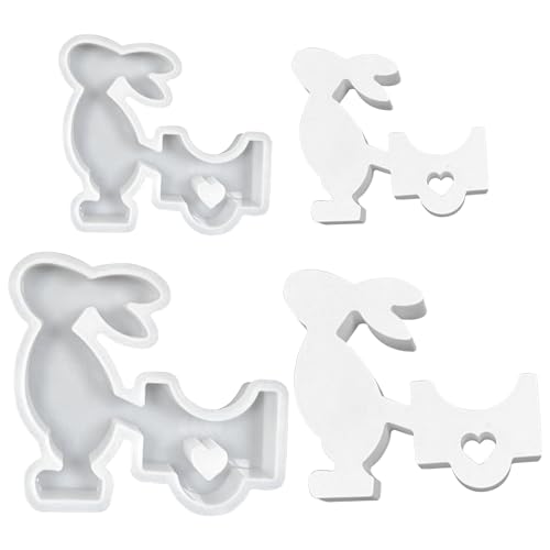 Recitem Ostern Kaninchen zieht Karren Silikonformen Gießformen,Silikon Gießform Kerzenhalter, 3D Hase Silikonform, Osterhase Silikon Silikonform for Kerzen, Gips, Handwerk (Klein & Groß A) von Recitem
