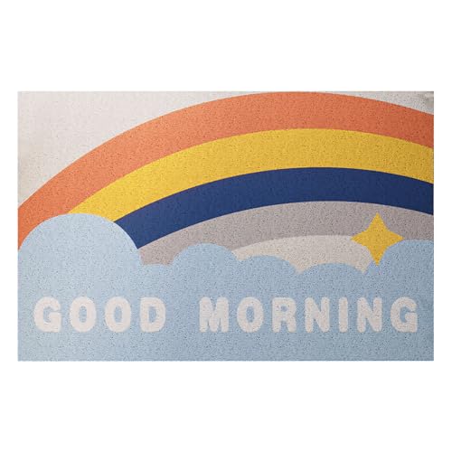Recitem Fußmatte Außen Regenbogen Design PVC rutschfeste Unterseite 40x60cm Für Haustür Terrasse Garten Wetterfest Sicher (B) von Recitem