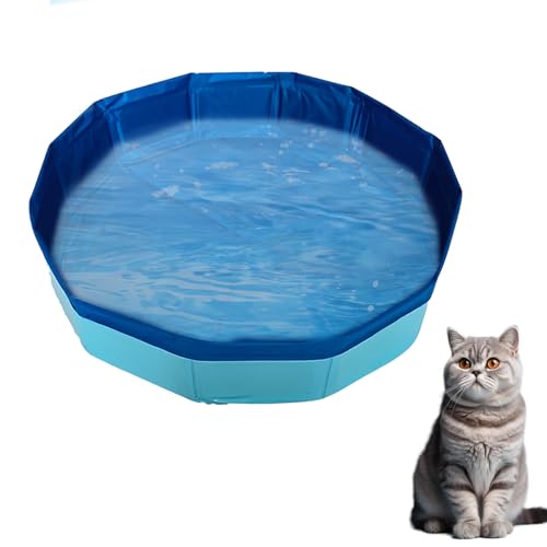 Recitem Katzen Pool, Hundepool, 50x10cm Katzenpool mit Fischen Spielzeug, Tragbares Katzen Hundepool, Faltbar Wasserspielzeug, für Katzen und Hunde zum Spielen Baden Verwendet (30cm * 10cm) von Recitem