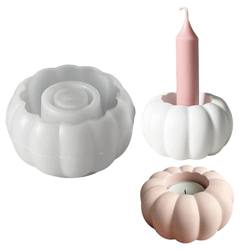 Recitem Kürbis Silikonform Gießform Herbstdeko Kerzenhalter DIY Form Für Teelicht Stabkerzen Herbstdekoration Dekoform Für Kerzenherstellung Und Saisonale Dekoration von Recitem