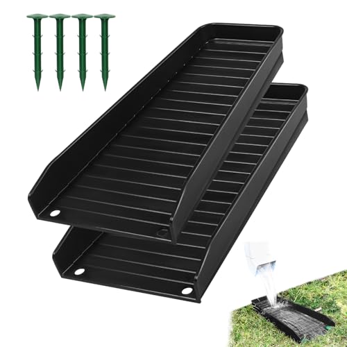 Recitem Regenrinnen-Fallrohr-Spritzblöcke,DachrinnenFallauslauf Verlängerungen RegenrinnenFallauslauf,Fallauslauf Umsteller Abflussrinne Spritzschutz für Zementboden Rasen Boden (2 Schwarz) von Recitem