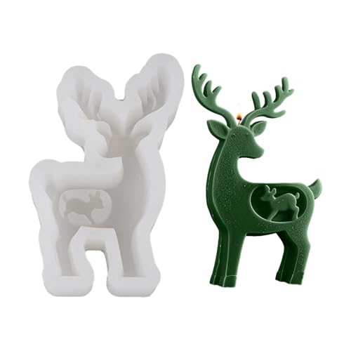 Recitem Silikon Kerzenform 3D Elch Weihnachtsmann Für Aromatherapie Handwerk Geschenkideen Weihnachtsdeko DIY Adventsdekoration (B) von Recitem