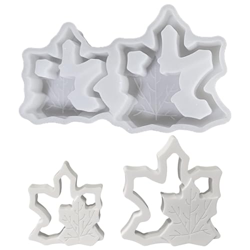 Recitem Silikonform Herbst Ahornblatt Kerzenhalter Gießform für DIY Kerzen Gips Beton und Epoxidharz mit Flexibler Struktur und Professionellen Mustern von Recitem