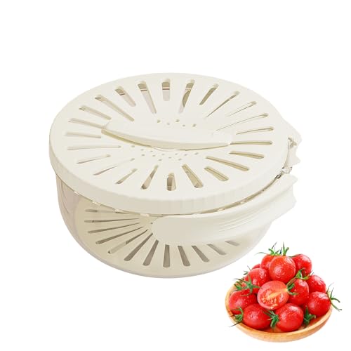 Salad Spinner - Multifunktionaler Abtropfkorb | Nudelsieb Kunststoff | Salatschleuder Klein | Waschbecken Korb | Spülsieb | Siebkorb Spüle | Wash & Dry Salad Greens, Fruit & Vegetable (Weiß) von Recitem