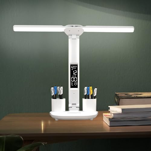 Schreibtischlampe Kabellos Dimmbare Tischlampe, 3 Farben und 3 Helligkeitsstufen, Blendfreies Auge 180° Verstellbar mit 40 LED Perlen ausgestattet, Leselampe LED Tischlampe Desk Lamp (2000 mAh) von Recitem