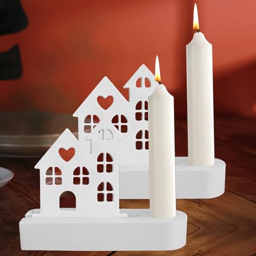 Silikonform Kerzenhalter, Silikon Gießform Kerzenhalter, Gipsformen zum Gießen, 3D Silikonform, Leuchtturm Haus Silikonform Kerze, Silikonformen Epoxidharz für Beton, Kerzenform,Handwerk,Gips (2 A) von Recitem