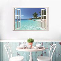 3D Fake Fensterblick Strand Landschaft Wandtattoo Für Zuhause Wohnzimmer Schlafzimmer Dekor von RecognisePrint