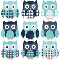 Blau Gemusterte Eulen Kinder Wandsticker Wandtattoo Abnehmbare Für Kinderzimmer, Schlafzimmer Und Wohnzimmer von RecognisePrint