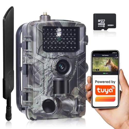 RecorCam 4G LTE TUYA-Cloud-Server Wildkamera mit Handyübertragung App, 4G 2K 30MP Wildtierkamera mit Nachtsicht Bewegungsmelder, 120° Weitwinkel, Nachtsichtkamera IP66 Wasserdicht, Jagdkamera von RecorCam